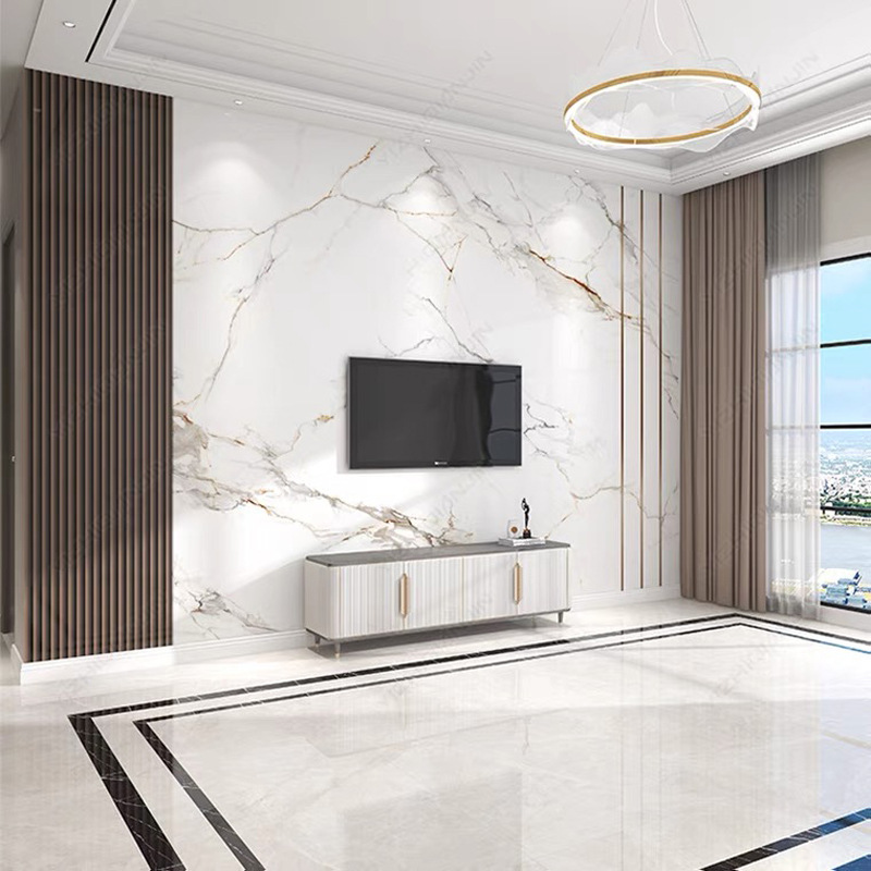 轻奢仿岩板客厅沙发墙装饰墙布全屋3d格栅大理石纹电视背景墙壁布