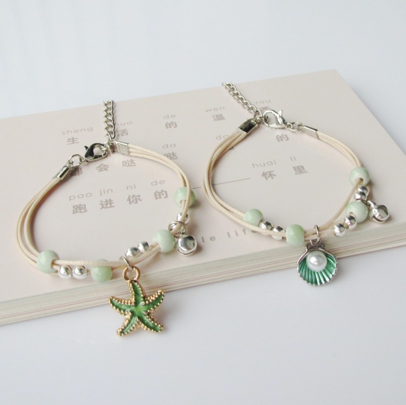 Cute Cartoon Starfish Shell Bracelet Female Student Girlfriend Gifts Couple Ceramic Ornament Woven Hand Strap