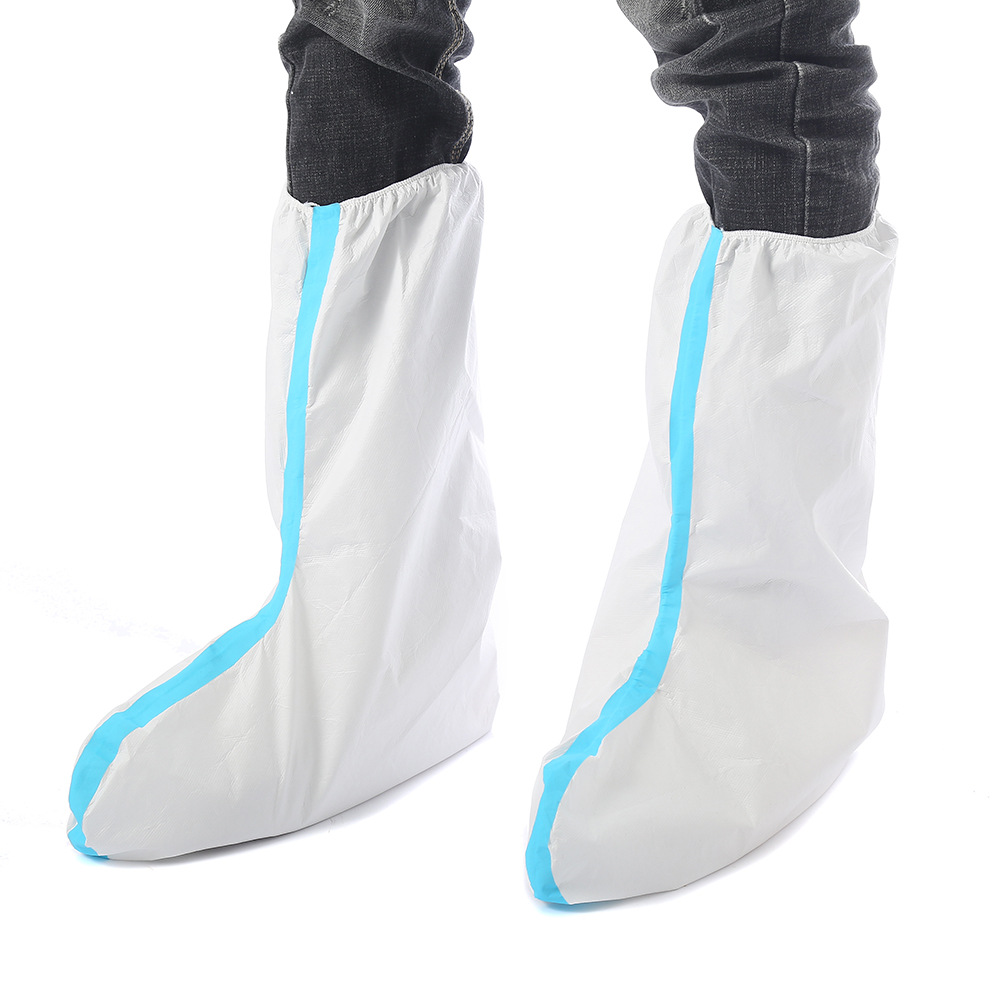 新款防护隔离高筒靴套 一次性加厚防护隔离鞋套防滑束口脚套批发