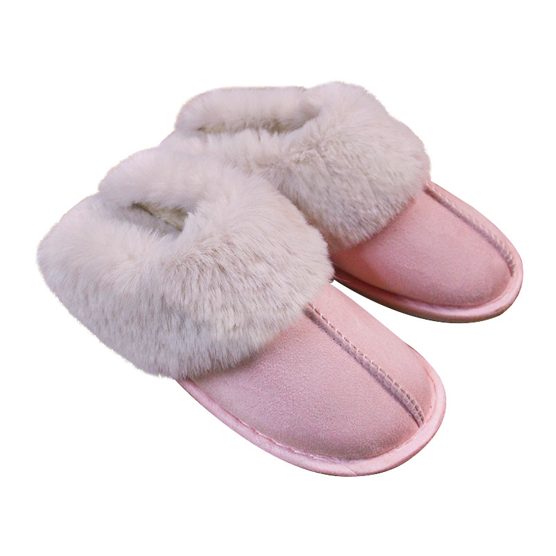 Cross-Border Home Cotton Slippers Non-Slip Closed Toe Autumn and Winter Couple Indoor Plush Comfortable Floor Confinement Cotton Slippers