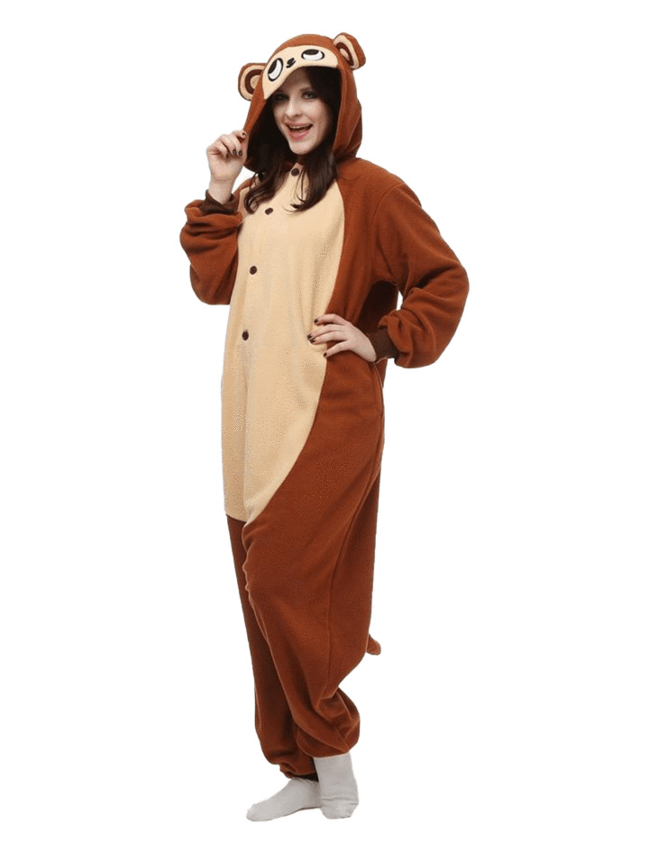 kigurumi棕色猴子monkey卡通动物连体睡衣情侣扮演出秋冬季家居服