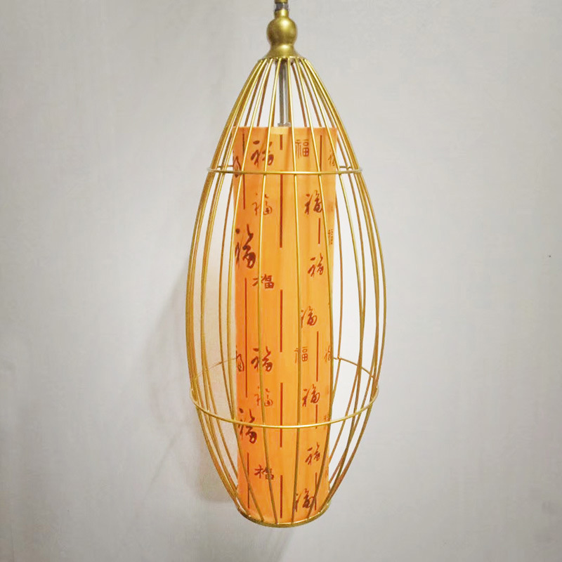 中式餐厅铁艺吊灯创意国潮风火锅店茶楼灯笼包间卡座灯具鸟笼灯