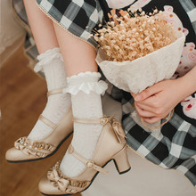 现货日系可爱lolita花边堆堆袜 夏季洛丽塔中筒女jk制服袜子