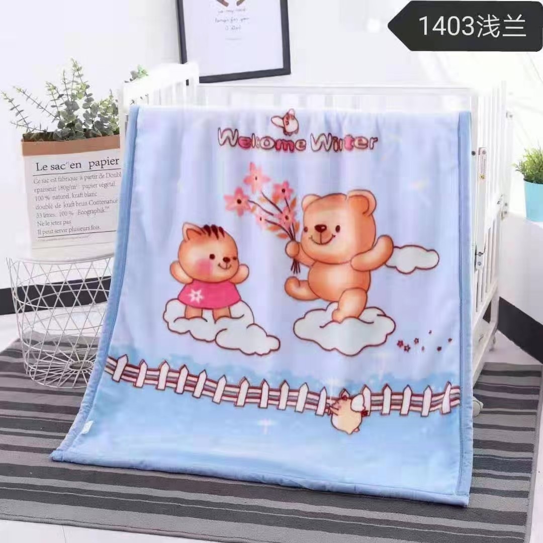 Children's Cloud Blanket Double-Layer Thickened Cartoon Children's Blanket 110*140 Right Angle Large Cartoon Babies' Woolen Blanket Wholesale