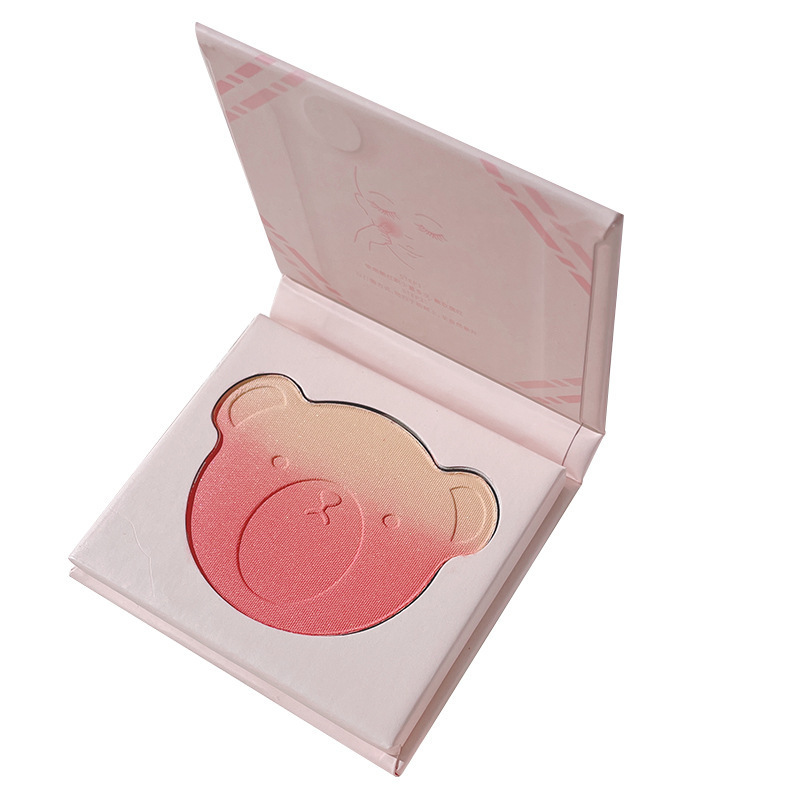 Kakashow Cute Bear Gradient Blush Contour Compact Delicate Not Easy to Fly Pink Warm Color Blush Natural Nude Makeup Blush for Women