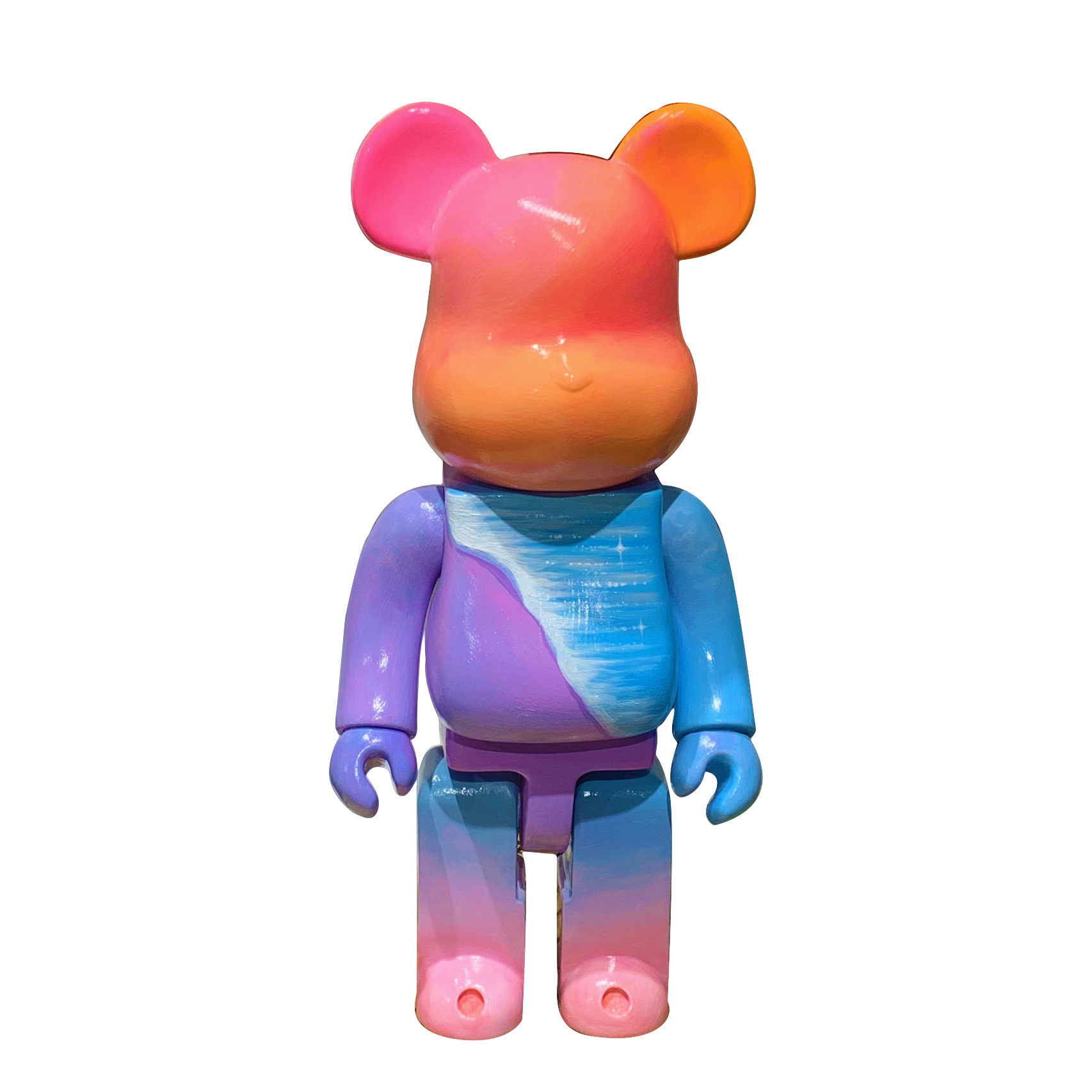 网红创意diy流体积木熊白坯大号 潮流公仔手办模型摆件白胚玩具