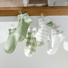 2021春夏款女士短口船袜隐形袜小清晰ins潮韩版绿色系成人棉袜