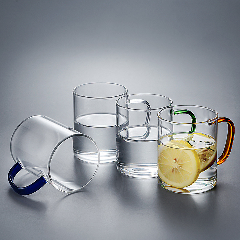 钢化玻璃杯带把家用套装杯子客厅水杯透明简约泡茶杯喝水杯牛奶杯