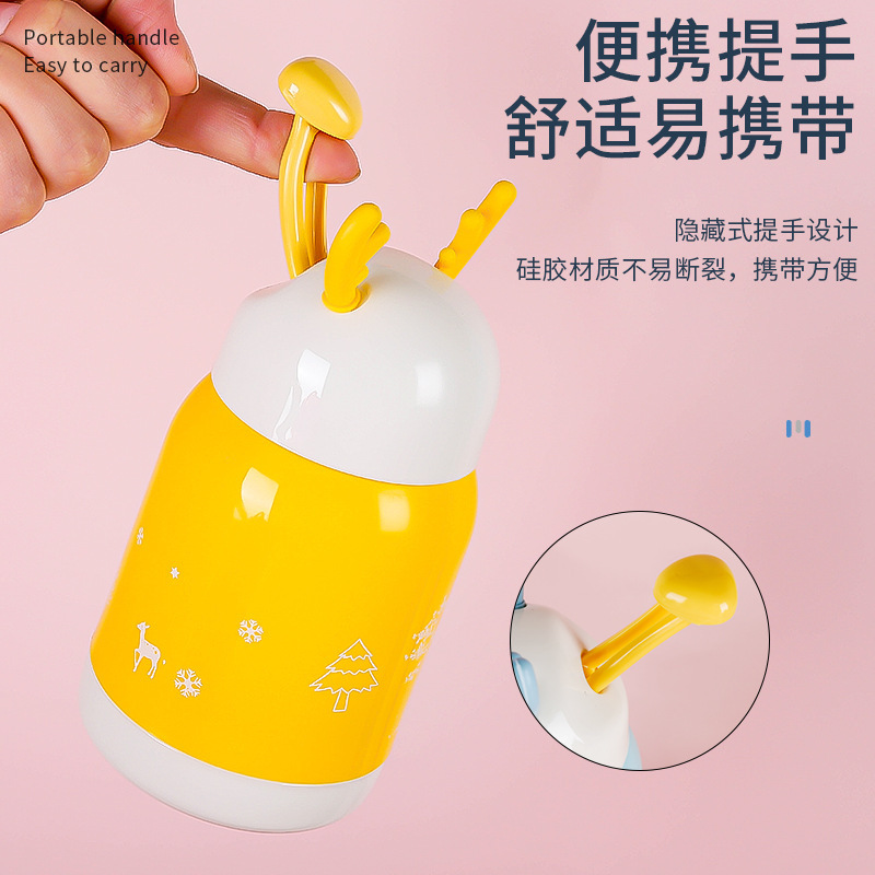 圣诞灵鹿杯双层玻璃杯广告杯子开业活动礼品杯可爱水杯印刷logo