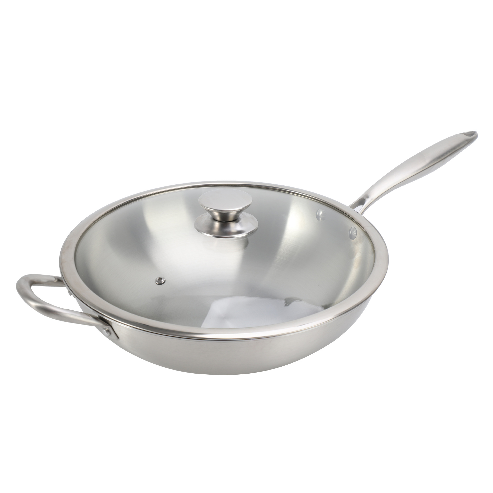 新款304不锈钢光面不粘锅家用厨房光板锅不粘炒菜锅省油炒菜锅