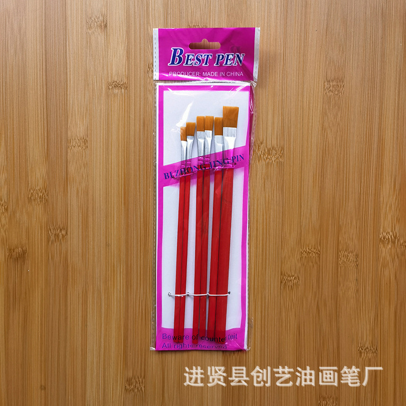 Source in Stock No. 1-12 Red Rod Nylon Wool Oil Painting Brush Single Boxed Oil Painting Brush Paint Repair Brush
