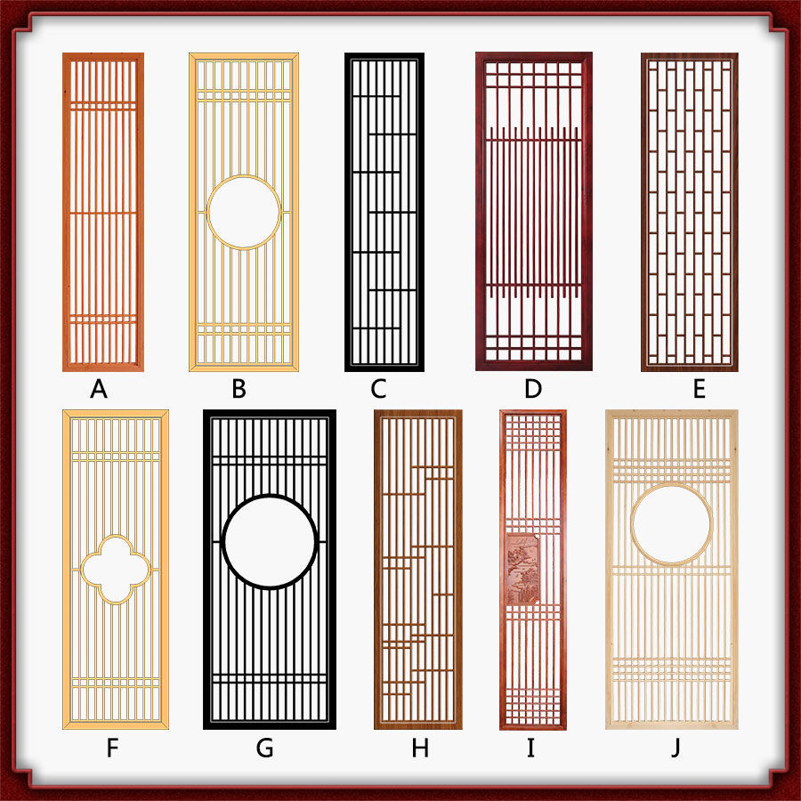 新中式实木花格仿古门窗雕花镂空板屏风隔断栅电视背景墙