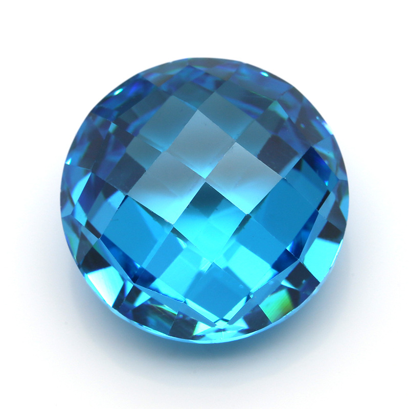 圆形海兰色双龟锆石 人造合成宝石 立方氧化锆裸石 diy饰品配件