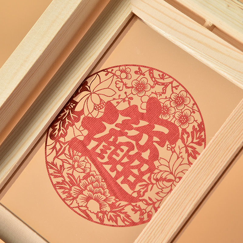 中国风剪纸相框摆台小屏风实木旋转相框装饰摆设件桌客厅卧室相架