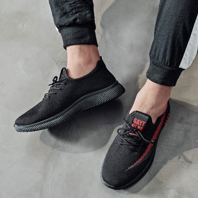 Men's Shoes Summer 2023 New Versatile Men's Walking Shoes Casual Sports Breathable Flying Woven Shoes Trendy Shoes Men's Cross-Border