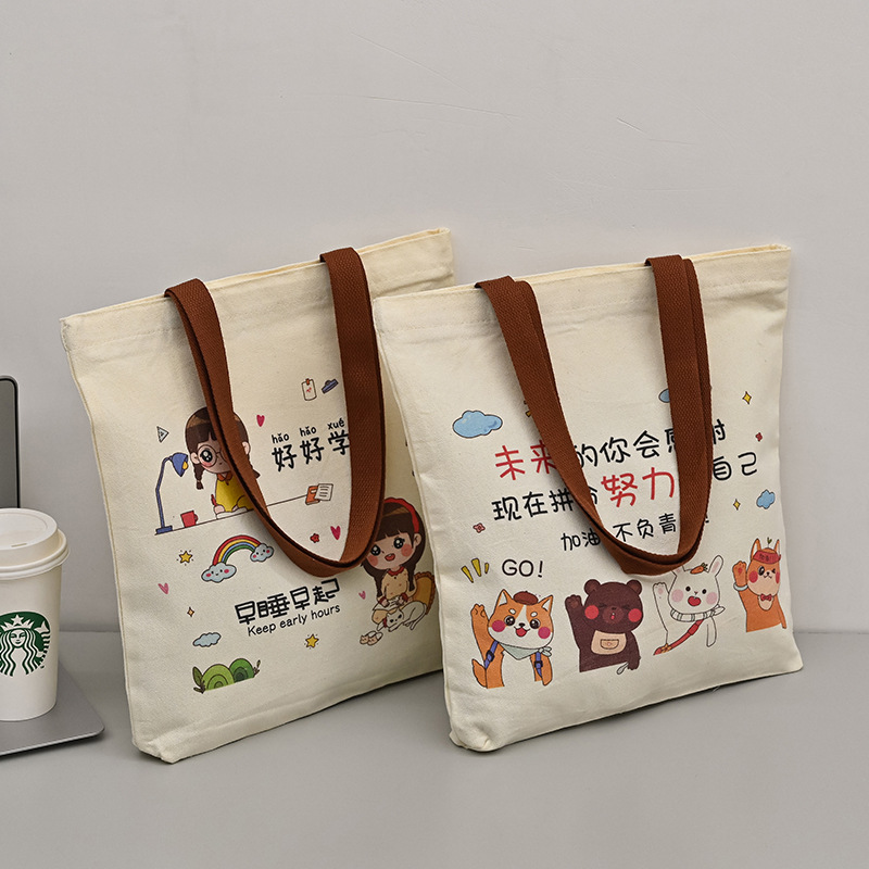 Cartoon Student Canvas Bag Large Capacity Tote Bag New Woman Bag Book Carring Bag