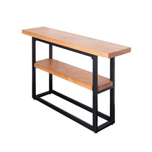 美式复古铁艺实木玄关台餐边桌中式案几靠墙边供桌长条窄边桌子