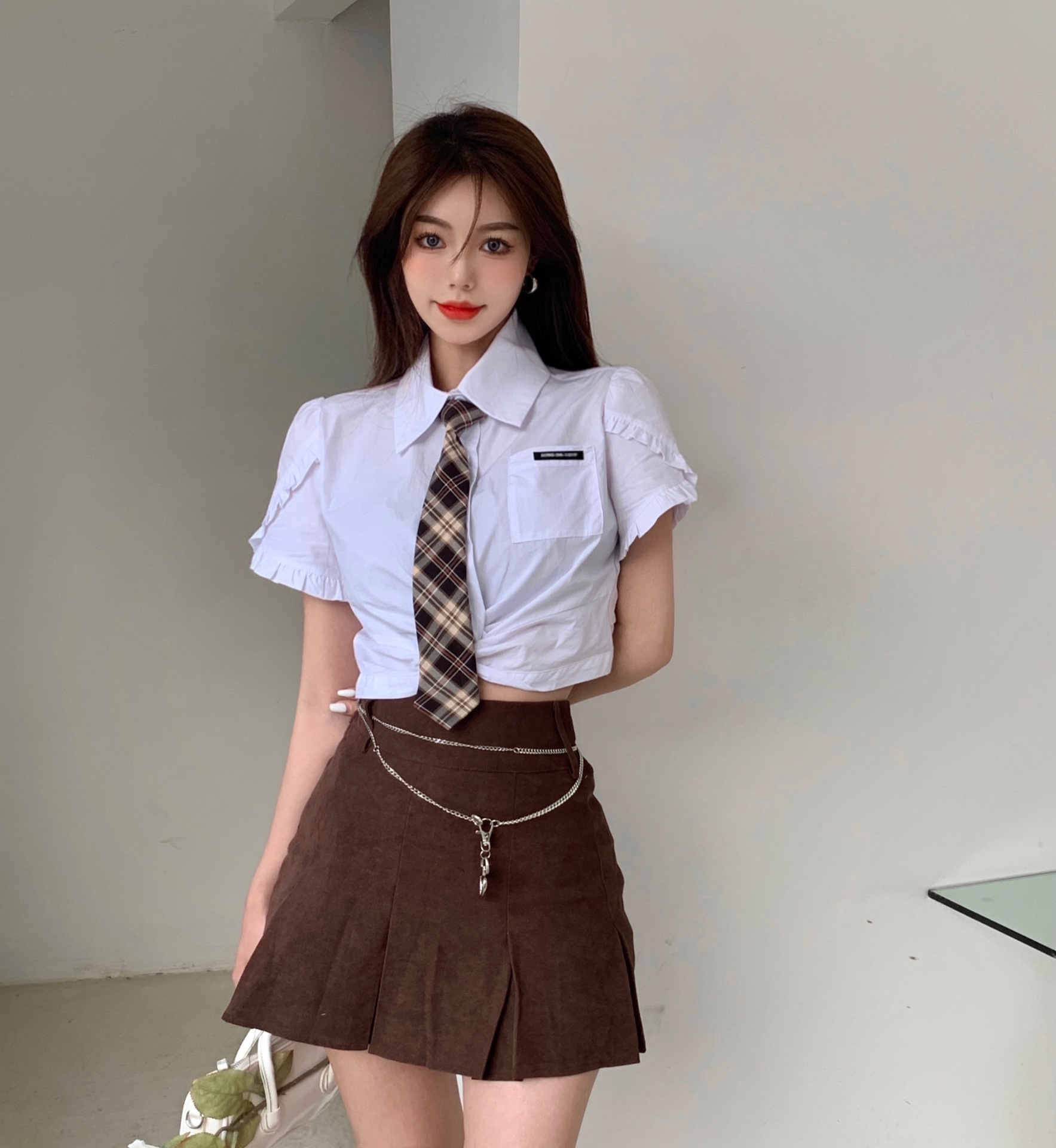 复古学院风百褶半身裙女装夏季2022年新款包臀短裙小个子高腰裙子