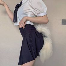 手作长毛兽尾动漫展COS表演道具女仆猫娘仿真狐狸尾巴洛丽塔配饰