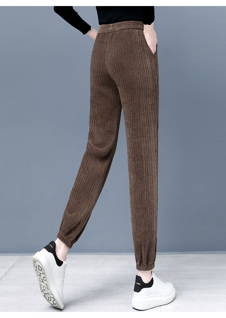 加绒雪尼尔哈伦裤女垂坠感秋冬2021显瘦宽松束脚裤加厚休闲女裤子