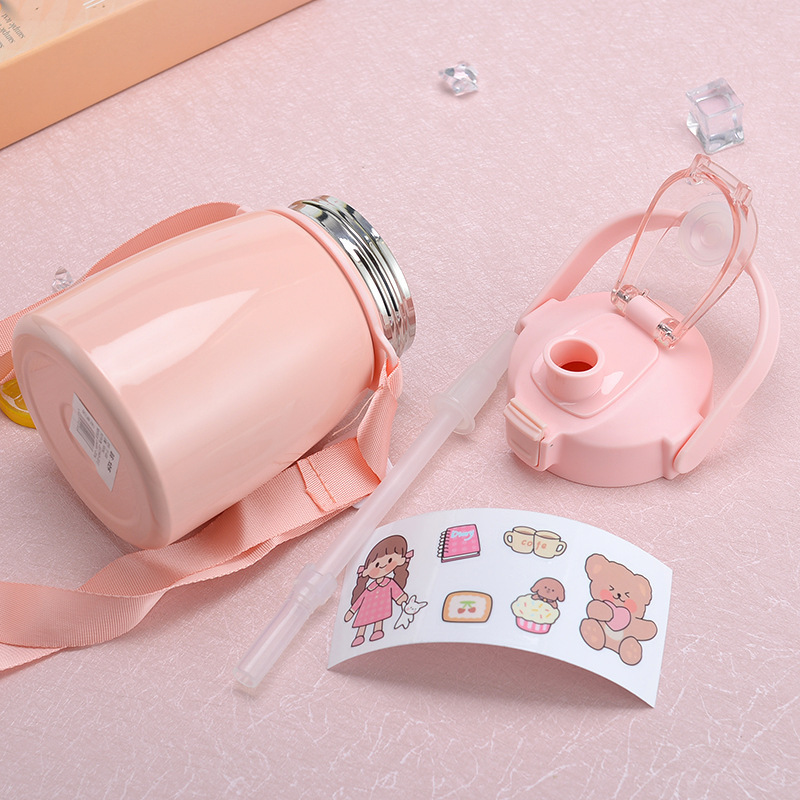 Children's Big Belly Cup 304 Stainless Steel Direct Drinking Straw Thermal Insulation Kettle Portable Stainless Steel Cup Making Logo