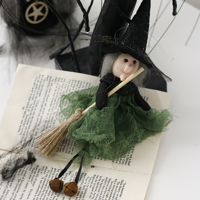 Amazon New Halloween Decorations Halloween Broom Witch Doll Pendant Ghost Festival Party Props