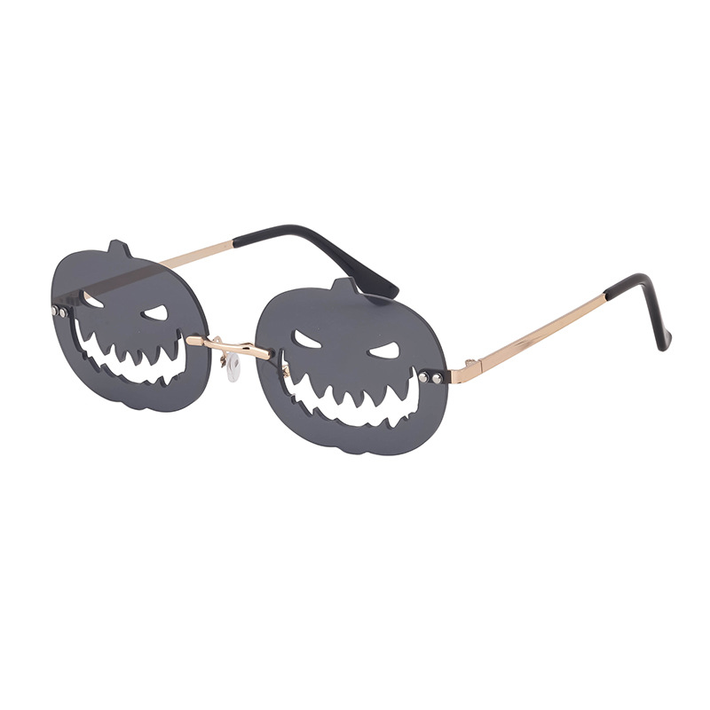 Cross-Border New Arrival Personalized Pumpkin Sunglasses Female Fashion Ball Rimless Sunglasses Funny Glasses Wholesale Sunglasses