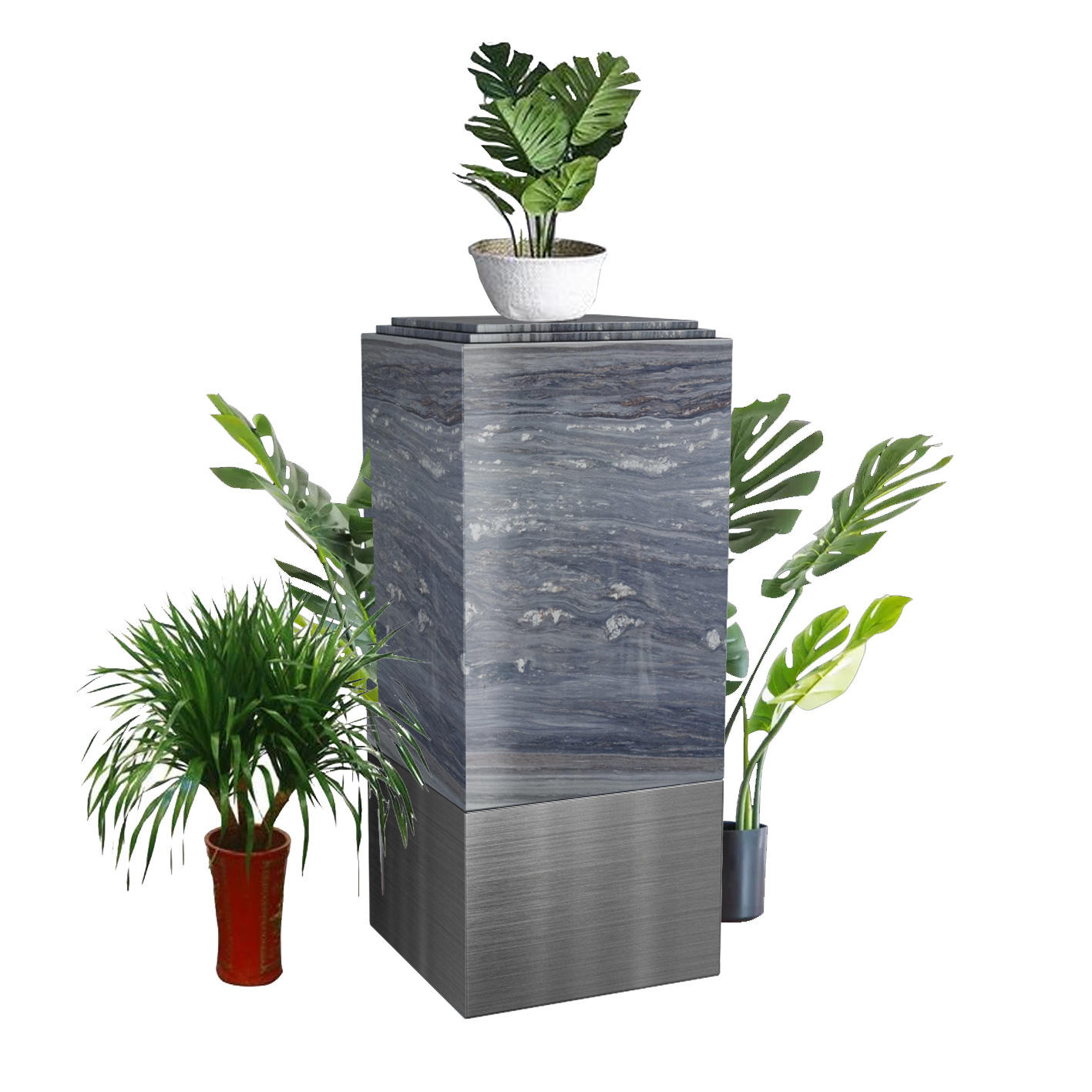 定做简约轻奢大理石室内绿萝盆景架子客厅落地装饰摆件置物架