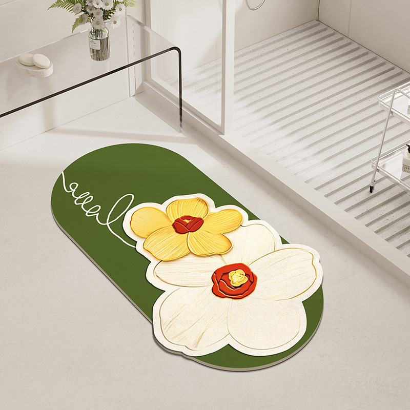 Special-Shaped Flower-Shaped Bathroom Absorbent Mat Diatom Ooze Entry Door Bathroom Entrance Quick-Drying Non-Slip Mat Foot Mats Wholesale