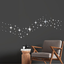 JM3277星星镜面亚克力立体墙贴卧室客厅房间天花板装饰自粘背景墙