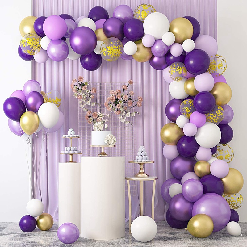 Amazon Ins Style Balloon Chain Package Purple Rubber Balloons Combination Set Birthday Wedding Party Decoration