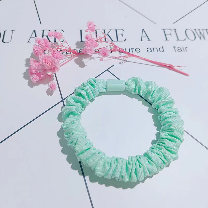 Korean Style Spring Plain Flat Buckle Small Intestine Hair Ring DIY Handmade Material Cute Color Fabric Hair Band Head