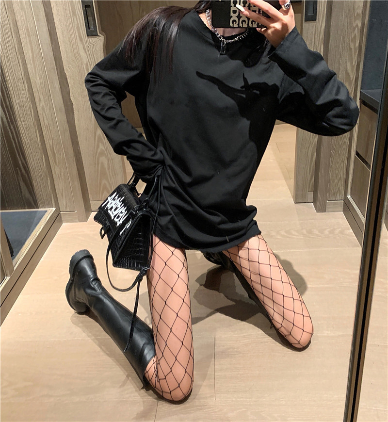 薄款性感网袜黑丝渔网袜丝袜女ins潮黑色jk蕾丝网格情趣辣妹渔网