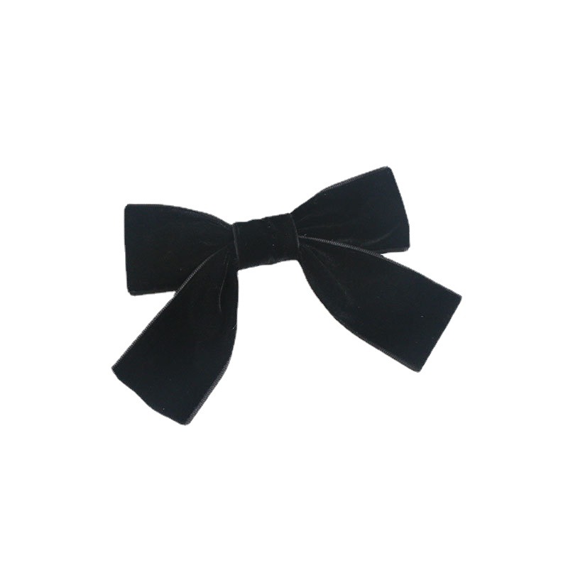 S French Style Girl Hairpin Vintage Black Velvet Bow Hairpin Bangs Clip Top Clip Hair Accessories Brooch Hair Rope