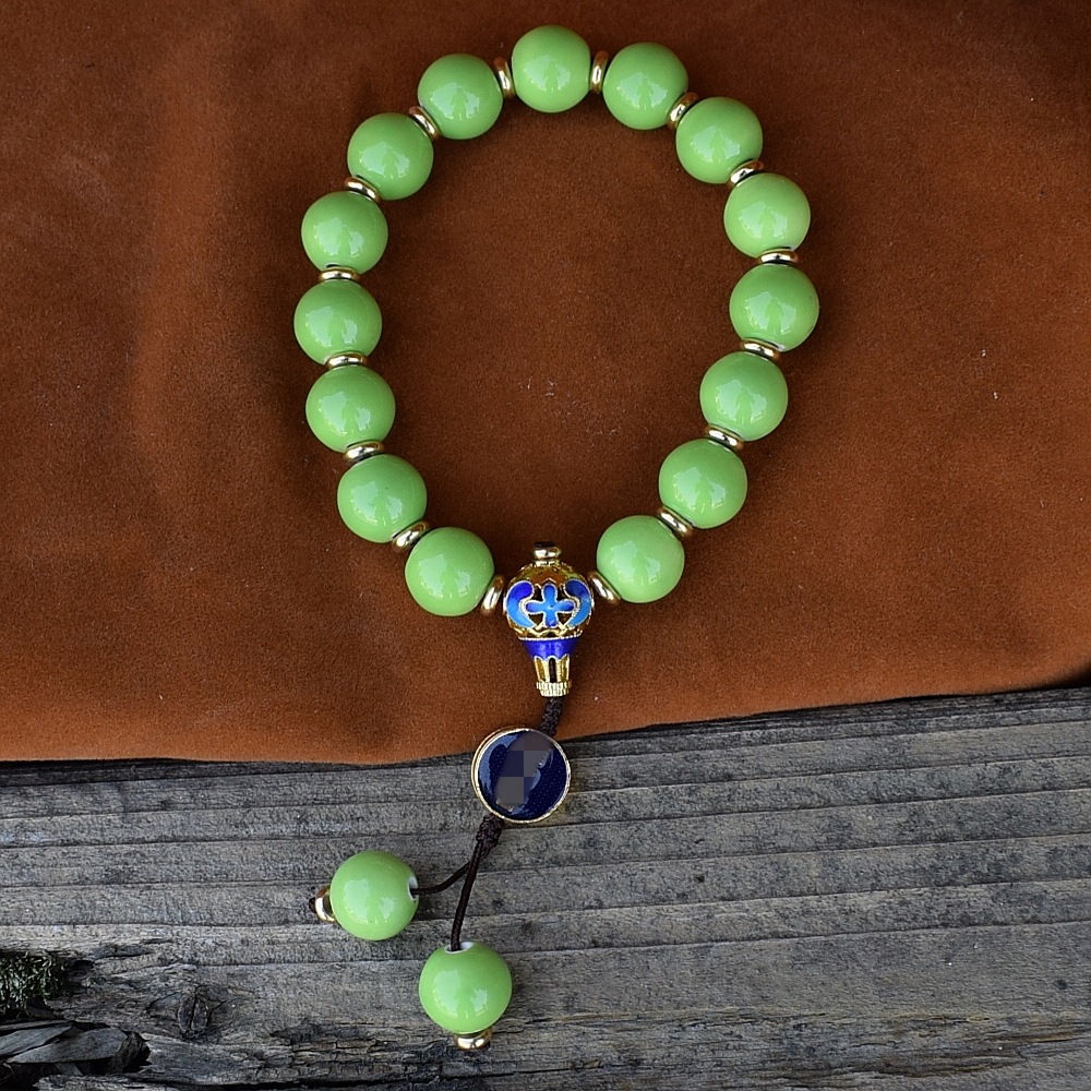 雍和宫同款香灰瓷佛珠12mm珠手串批发复古汉服风流苏配饰直播货源