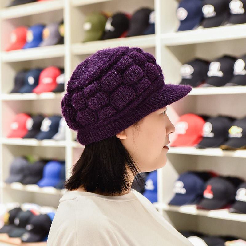 [Spot Delivery in Seconds] Winter Hat Female Woolen Cap Fleece-Lined Middle-Aged and Elderly Knitted Hat Old Lady Warm Hat