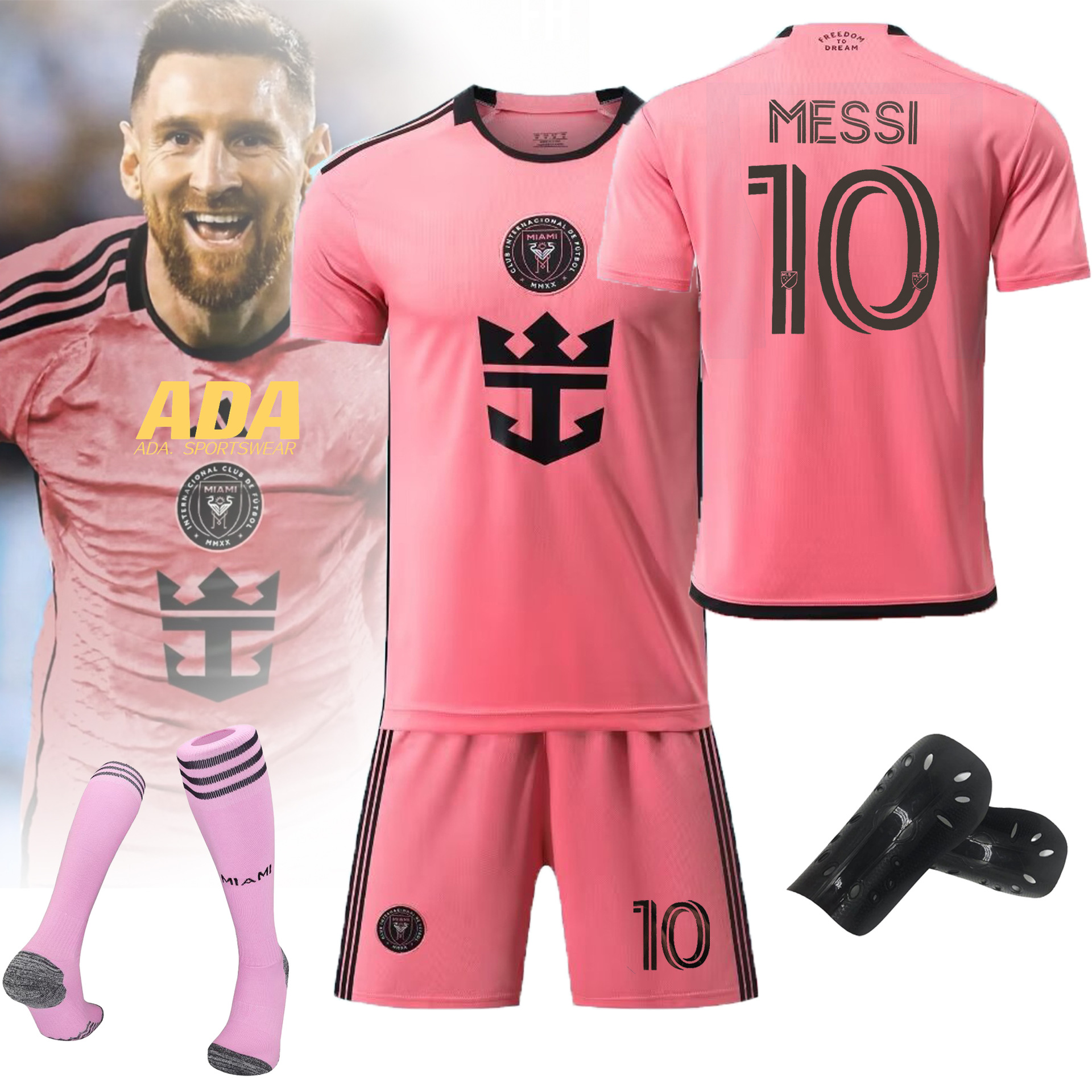 24-25 新款 迈阿密主场粉色球衣儿童成人运动套装男女足球服-阿里巴巴