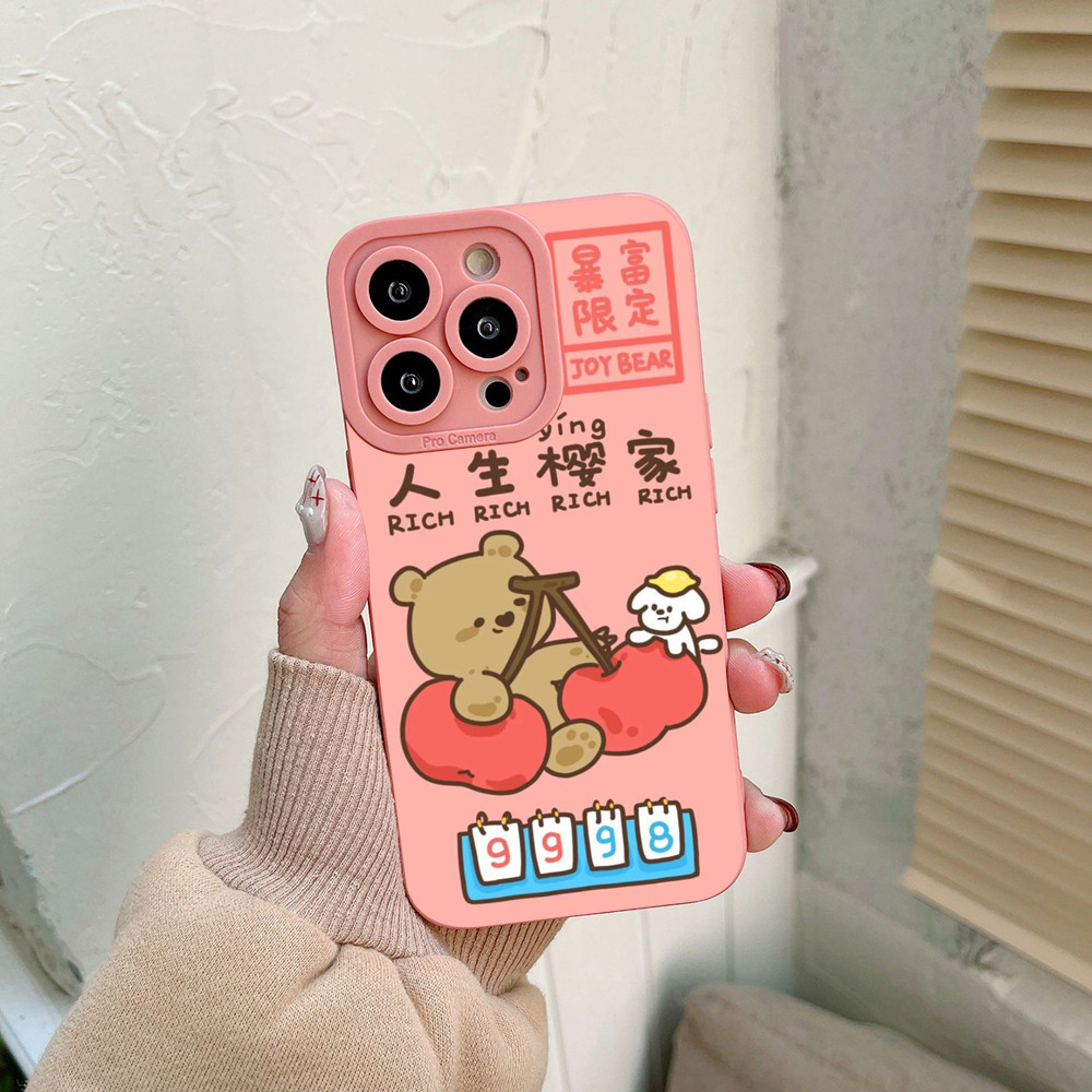 卡通小熊水果图案系列防摔手机壳 适用iphone 15全包手机套现货