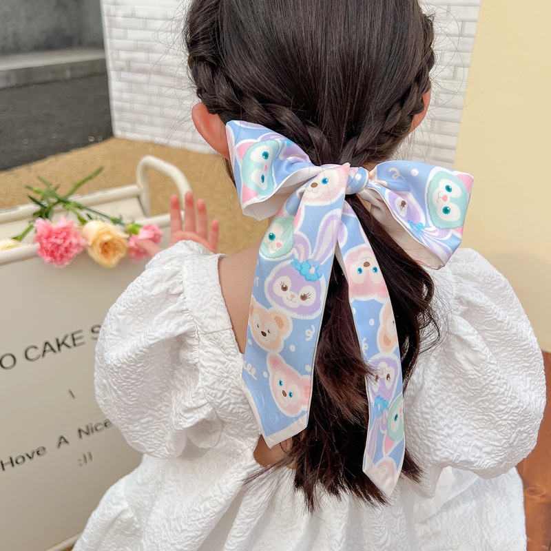 小女孩编发长飘带丝巾女童丝巾头饰儿童发带女绑发女宝宝头绳发绳