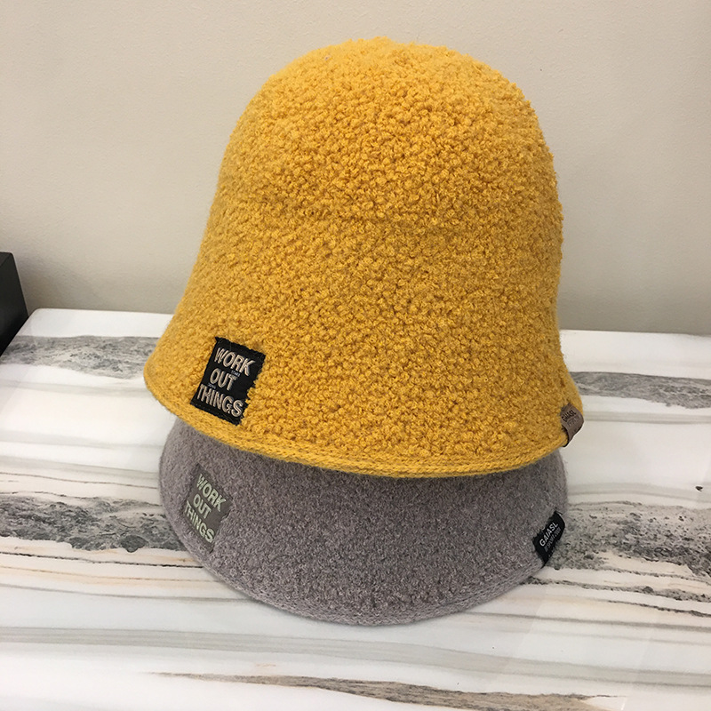 日系水桶帽女韩版秋冬百搭渔夫帽潮牌显脸小时尚羊羔毛保暖直筒帽