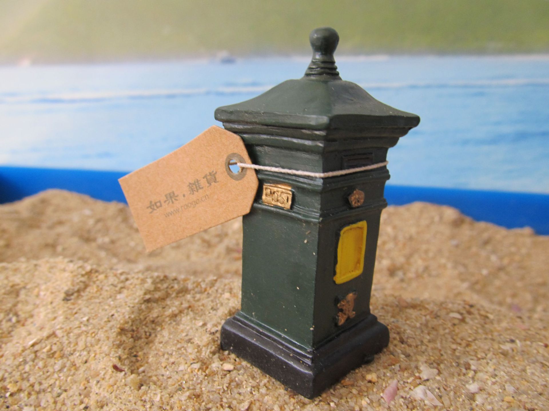 心理沙盘沙具建筑箱庭方形邮筒绿色an2e08库存批发15542