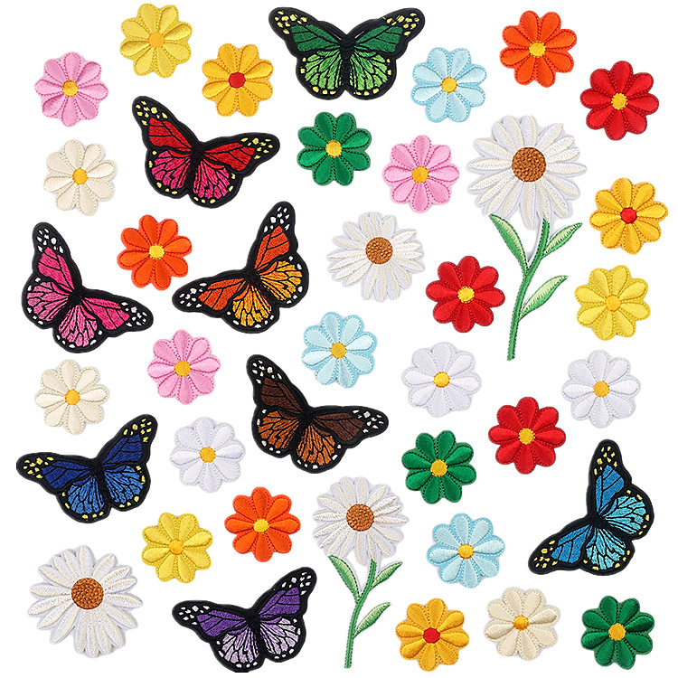 mixed flower embroidery cloth stickers cartoon butterfly computer embroidery label ironing small red flower patch stickers amazon