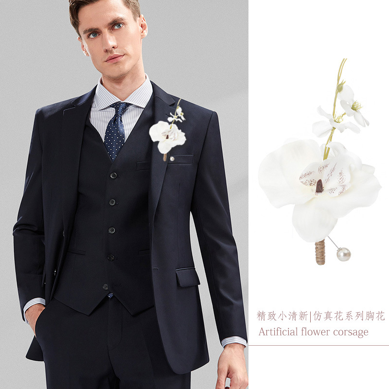 Western Style Wedding Brooch Banquet Party Mori Style Corsage Artificial Flower Boutonniere Men's Dress Pin