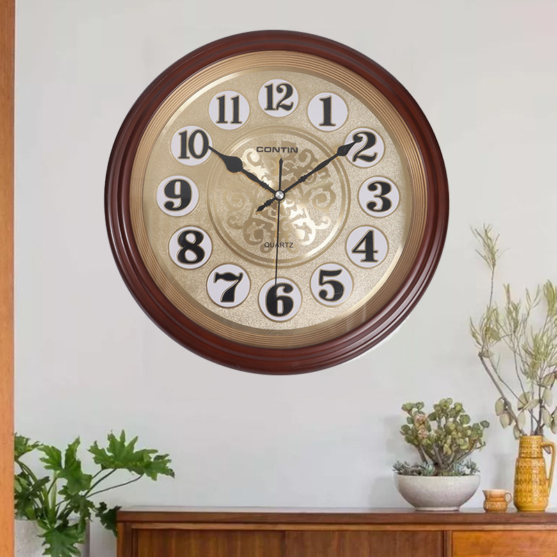 Kangtian Wall Clock Home Office round Simple Electronic Wall Clock Living Room Mute Clock Fashion Numbers Wall Clock Wholesale