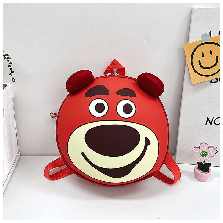 New Preschool Kid's Small Schoolbag Strawberry Bear Cartoon Backpack Super Light and Burden-Free Baby Kindergarten Backpack