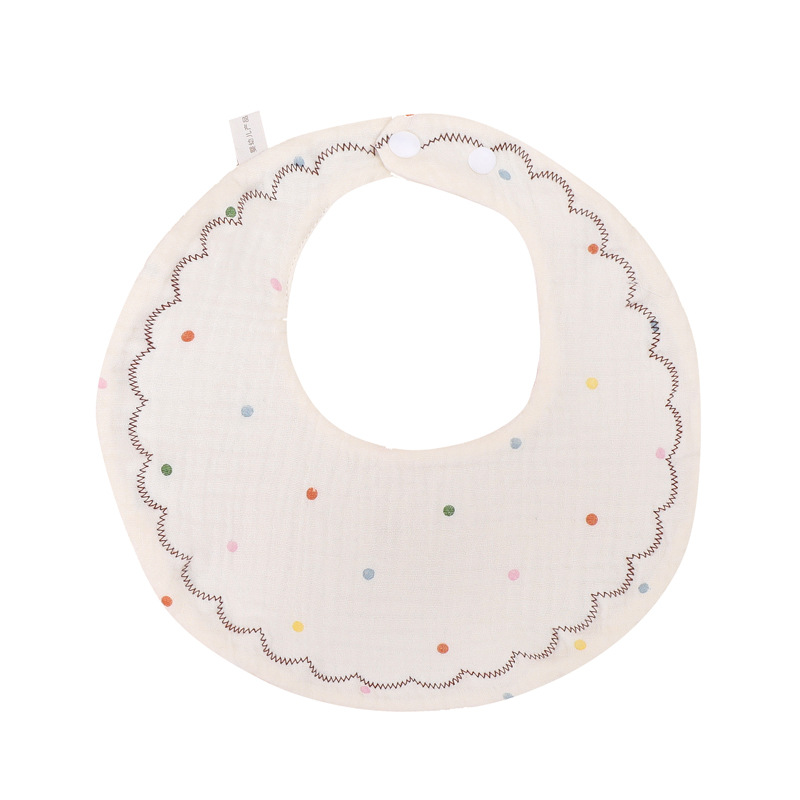 Baby round Saliva Towel Child Bib Printed Six-Layer Cotton Absorbent Soft Cartoon Bib Baby Feeding Bib