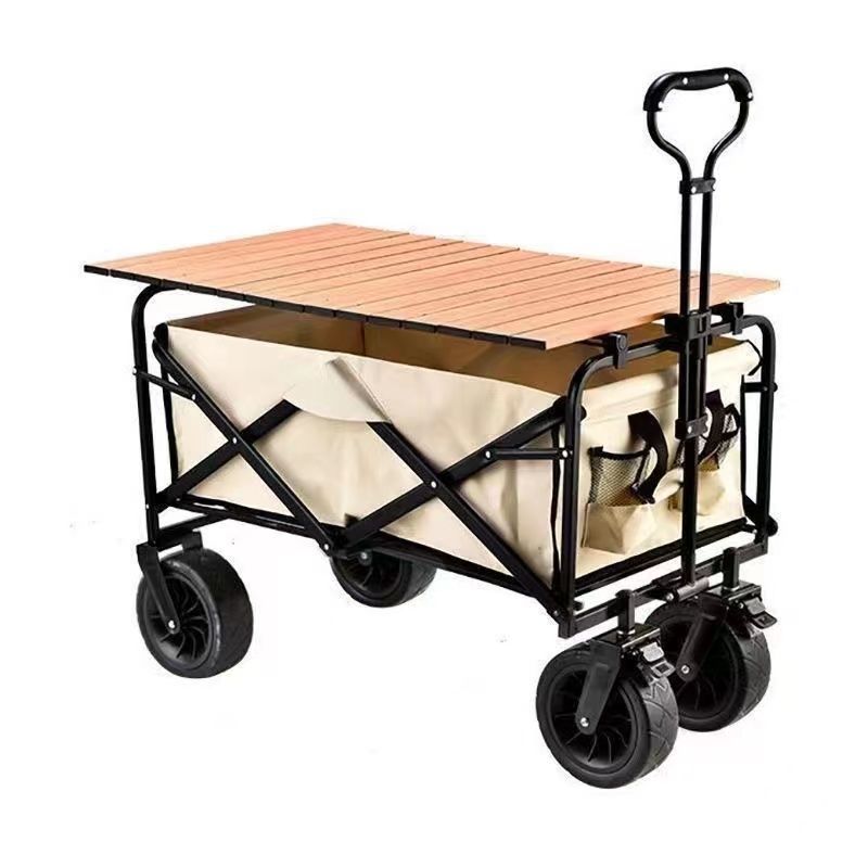 Outdoor Camper Stall Picnic Camp Trolley Foldable Trolley Travel Portable Hand Pull Trolley