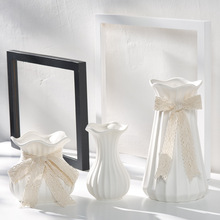 玻璃中号家居小玻璃北欧陶瓷简约现代描金清新白色丝带