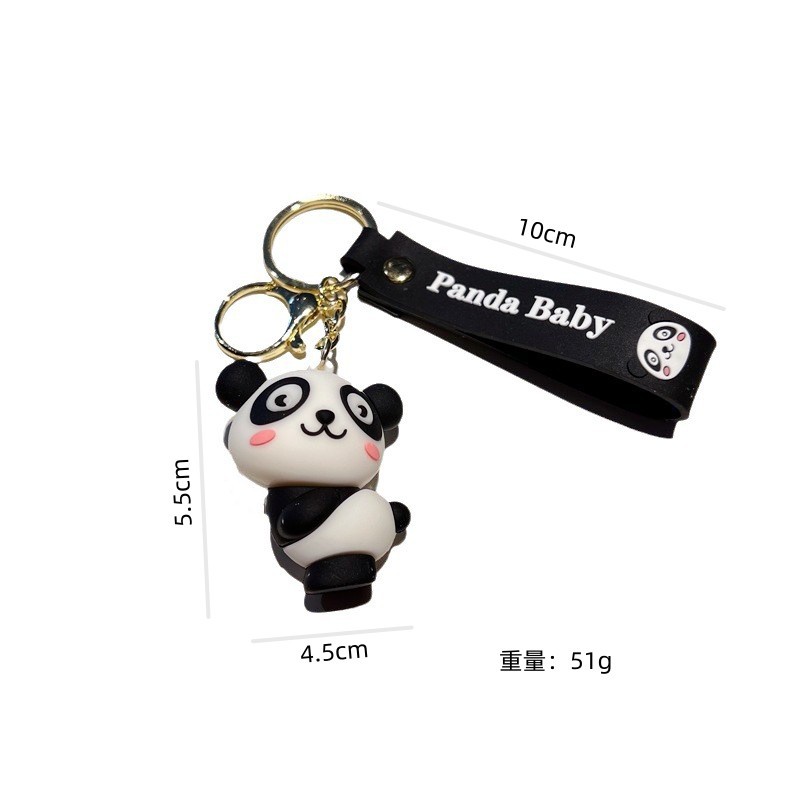 Creative Cartoon National Fashion Panda Keychain Cute Sport Funny Lesser Panda Key Chain Men's and Women's Handbags Pendant Wholesale