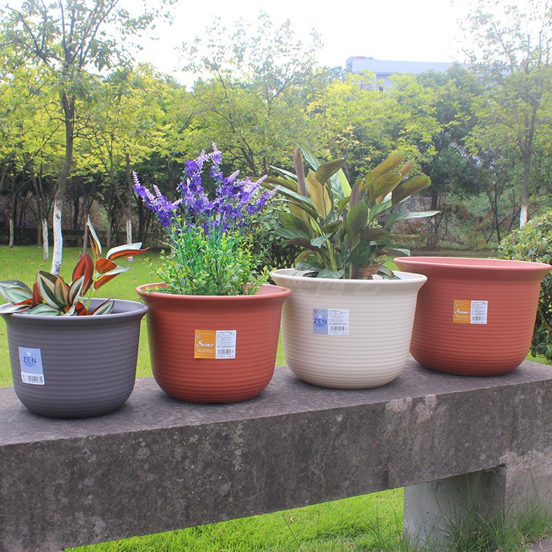 树脂zen中钵圆花盆 仿瓷塑料大花盆多肉月季阳台种花种菜盆